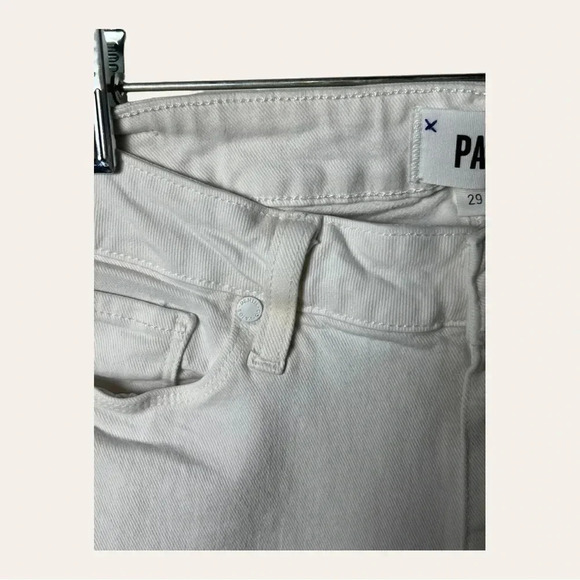 PAIGE VERDUGO CROP WHITE DENIM JEANS RAW HEM SIZE 29 - Picture 8 of 15